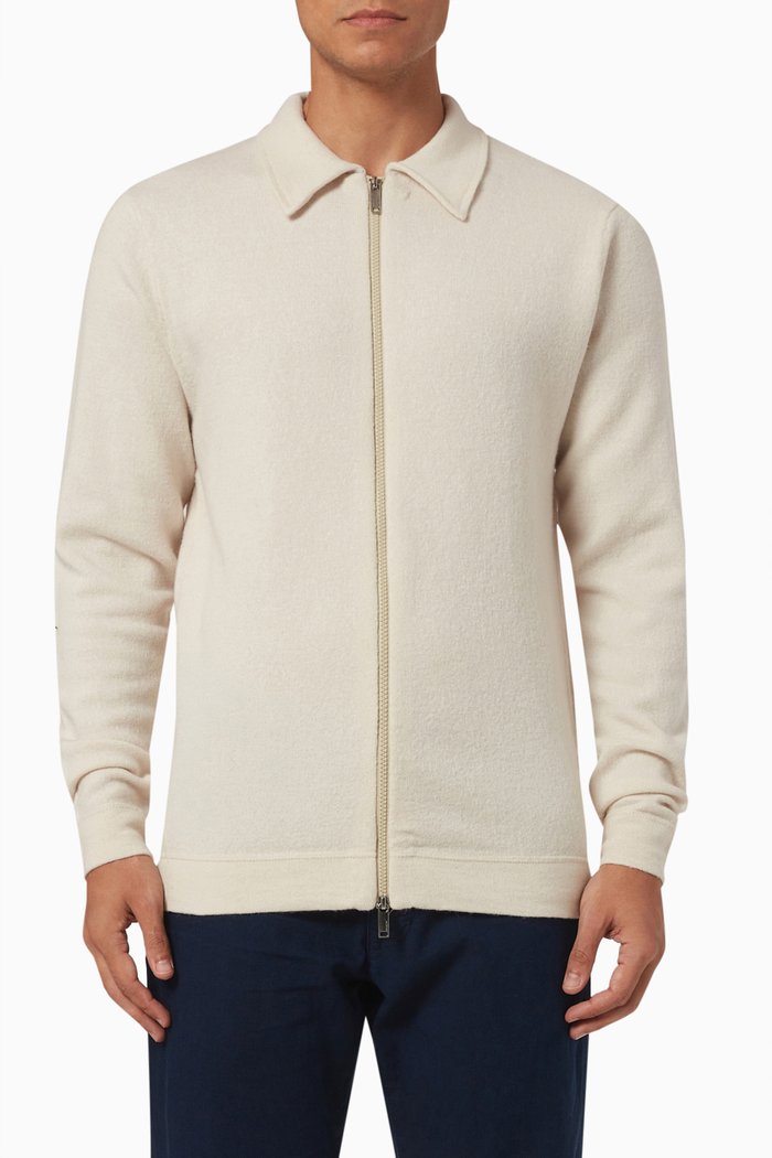 Belo Zip-up Cardigan in Wool-knit, Neutral