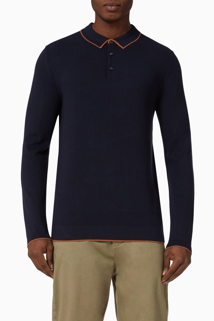 

Polo Shirt in Knit Cotton, Blue