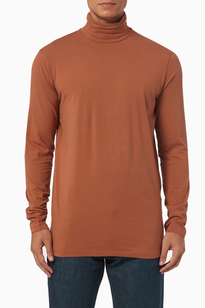 

Rory Turtleneck T-shirt in Organic Cotton-jersey, Brown