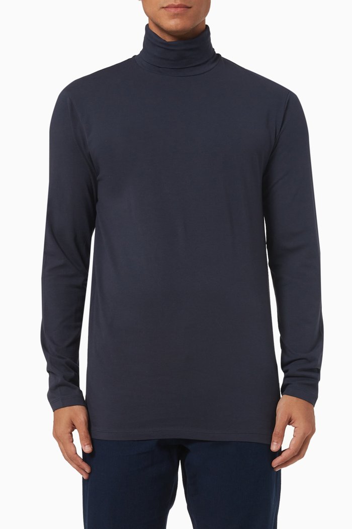 

Rory Turtleneck T-shirt in Organic Cotton-jersey, Blue