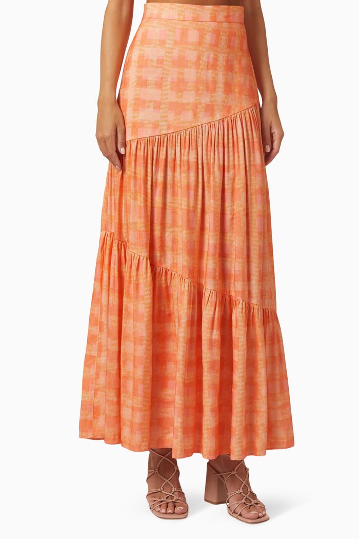 

Carina Maxi Skirt in Linen & Viscose, Pink