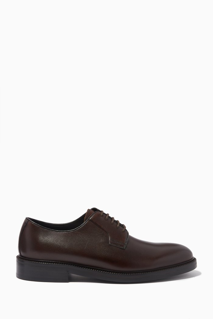 

Elite Derby Shoes in Calf Leather, Brown