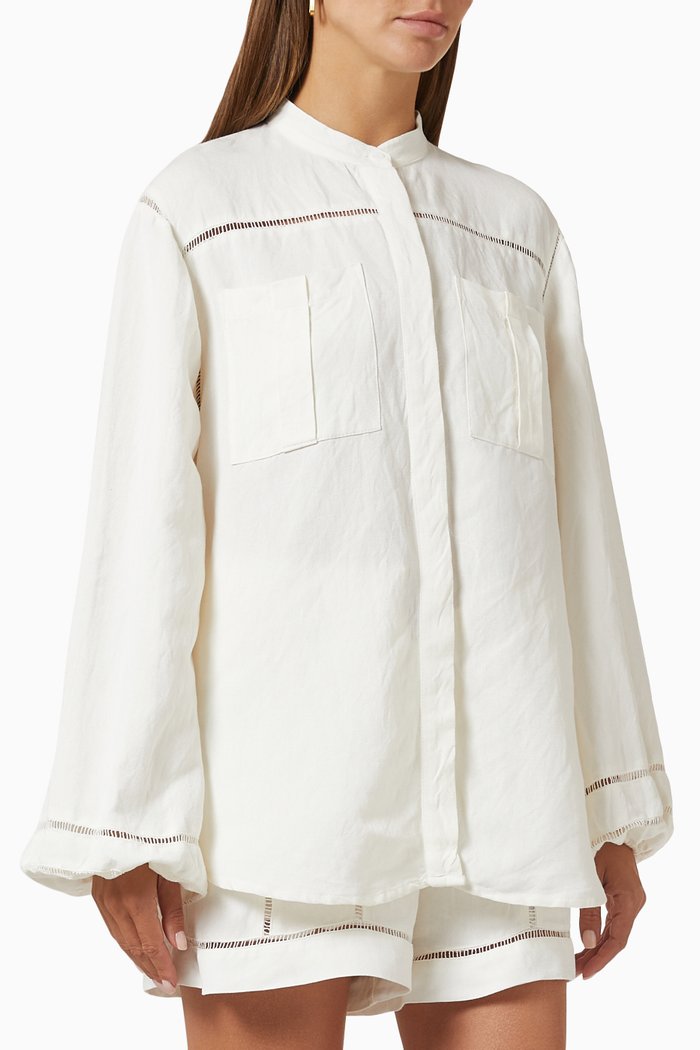 

Theodora Shirt in Linen & Viscose, Neutral