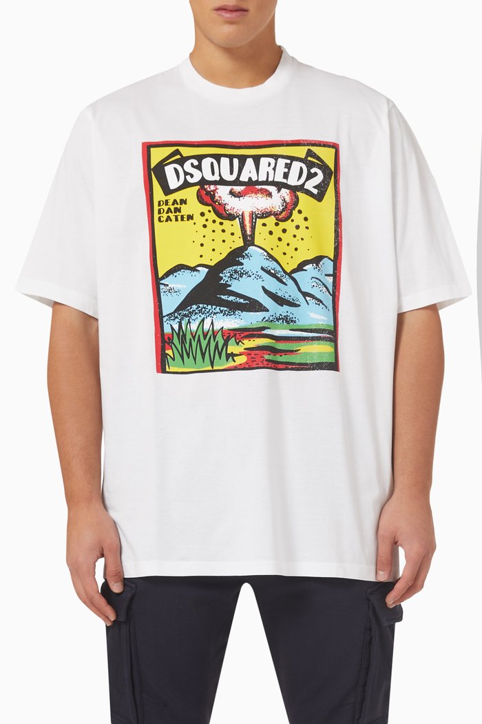 

Volcano Slouch T-shirt in Cotton Jersey, White