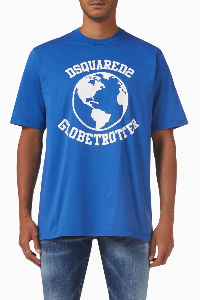

Globetrotter Slouch T-shirt in Cotton-jersey, Blue