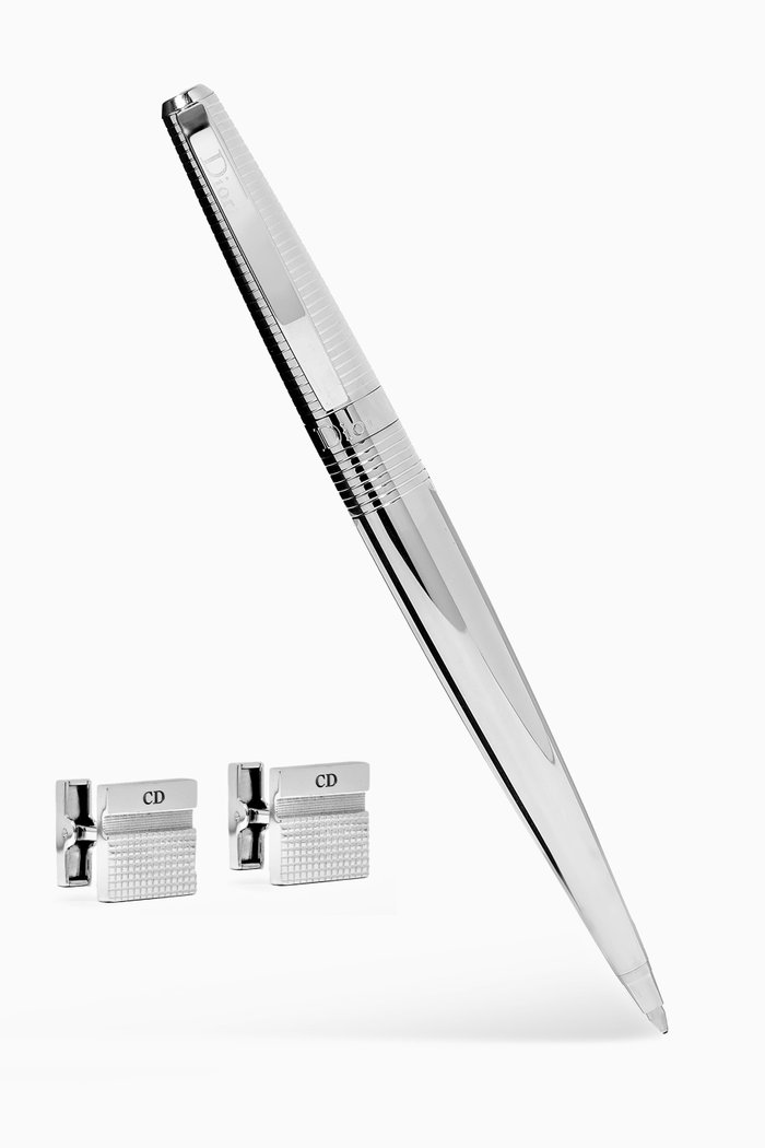 "Fahrenheit" Ballpoint Pen & Cufflinks Gift Set, Silver
