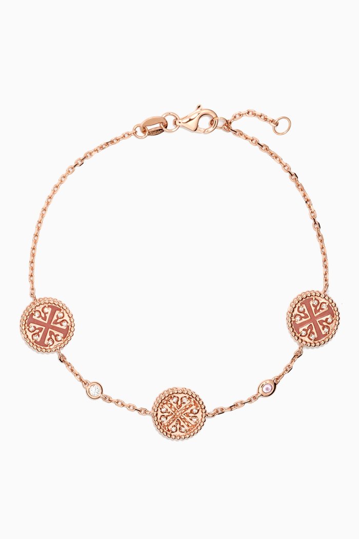 

Lace Triple Medallion Opal & Diamond Bracelet in 18K Rose Gold