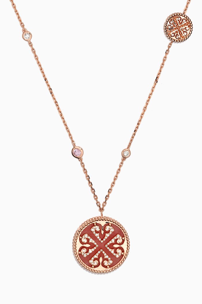 

Lace Double Medallion Diamond Necklace In 18kt Rose Gold