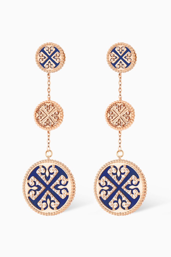 

Lace Lapiz Lazuli Diamond Earrings in 18kt Rose Gold