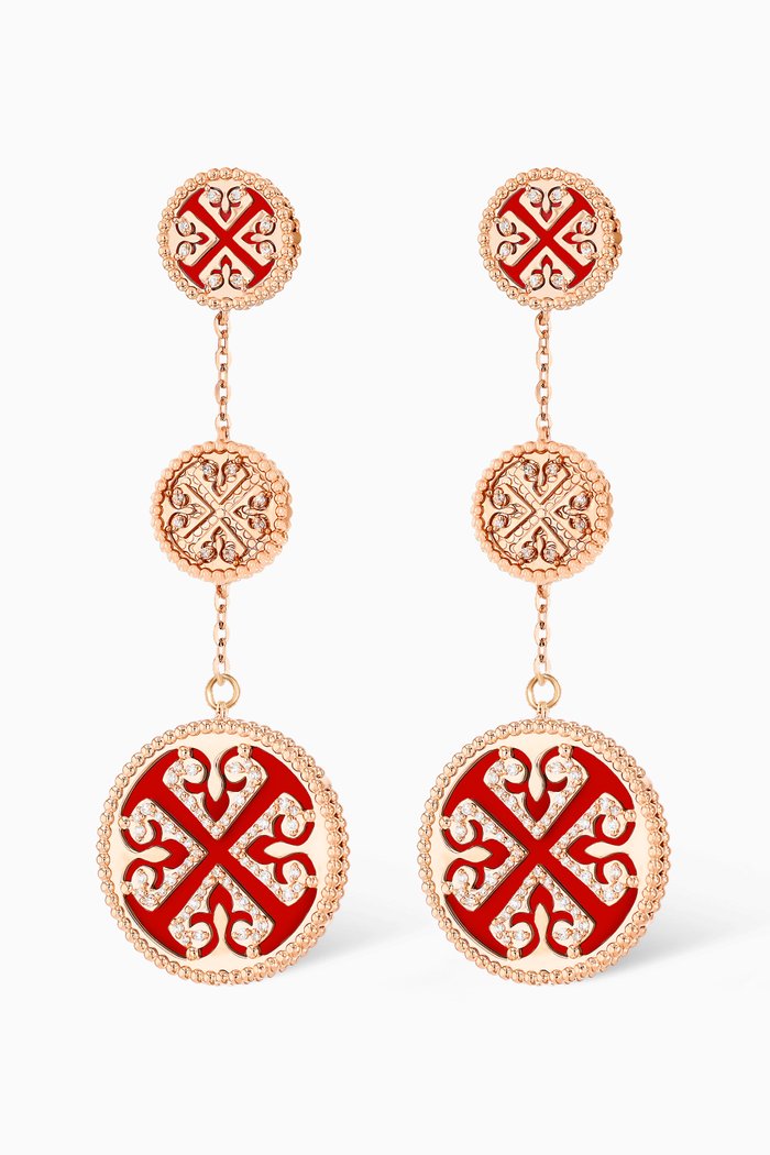 

Lace Red Carnelian Diamond Earrings in 18kt Rose Gold