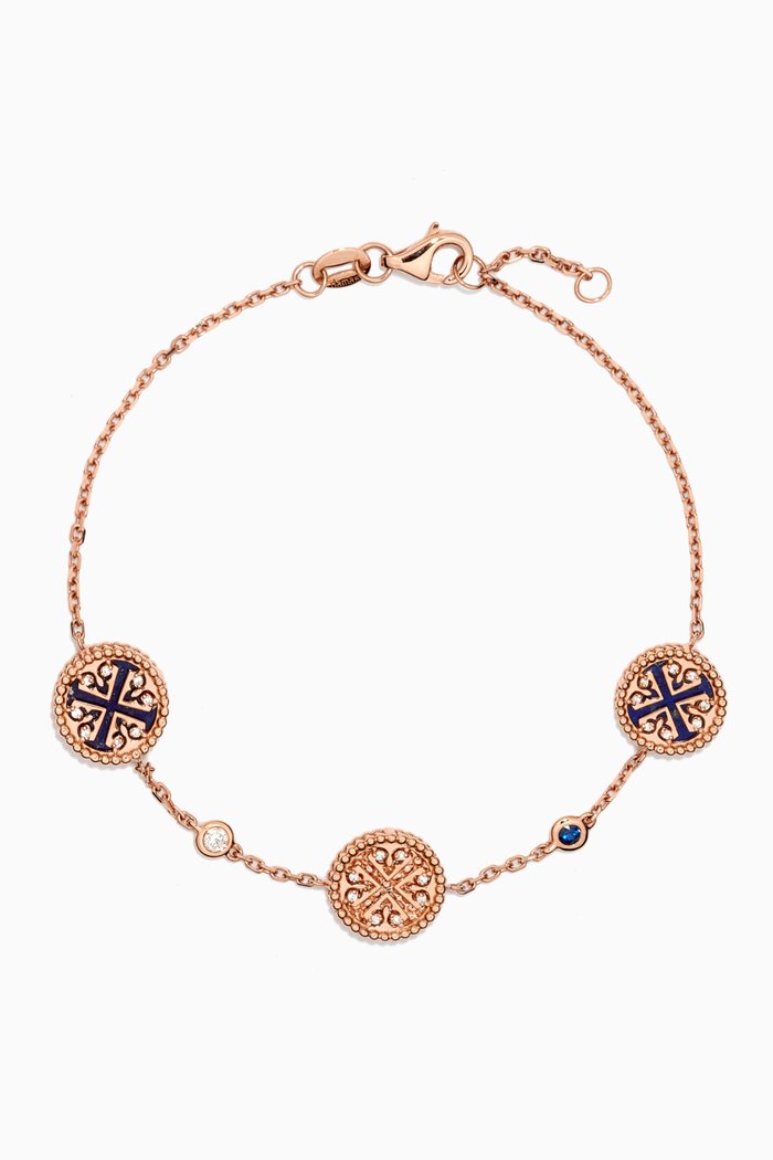 

Lace Triple Medallion Lapiz Lazuli & Diamond Bracelet in 18kt Rose Gold