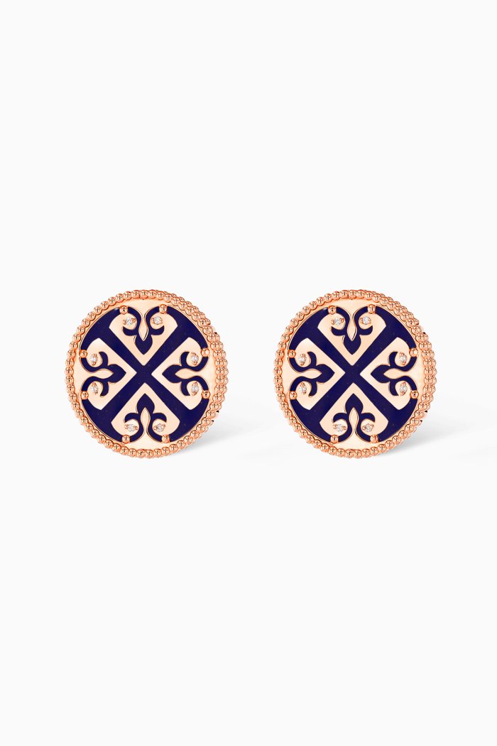 

Lace Lapiz Lazuli Diamond Stud Earrings in 18kt Rose Gold