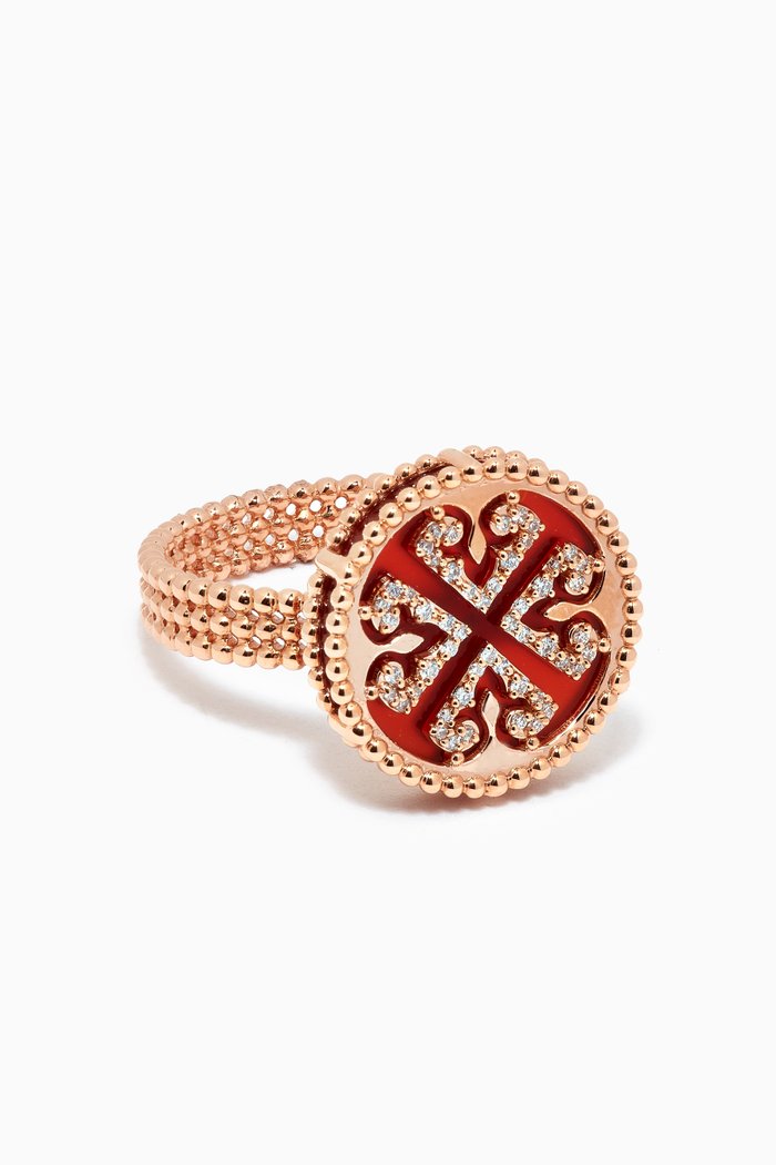 

Lace Red Carnelian Diamond Ring in 18kt Rose Gold