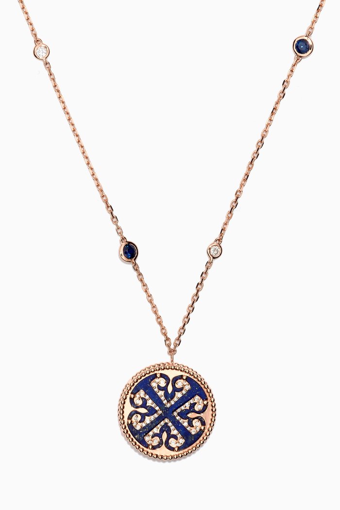 

Lace Medallion Lapiz Lazuli & Diamond Necklace in 18kt Rose Gold