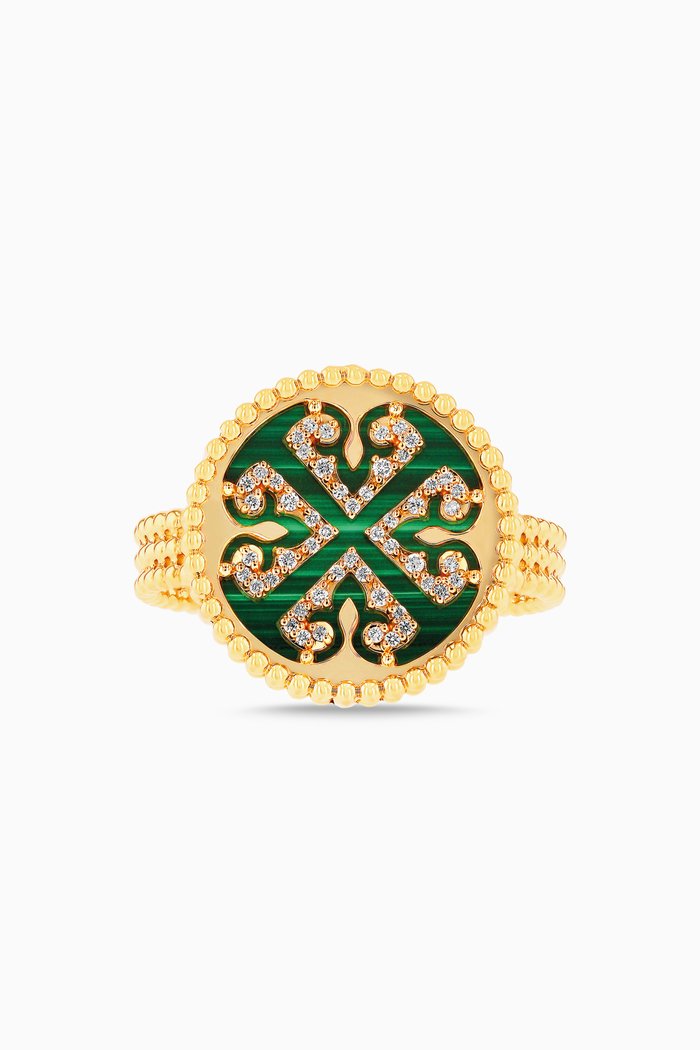 

Lace Malachite Diamond Ring in 18kt Yellow Gold