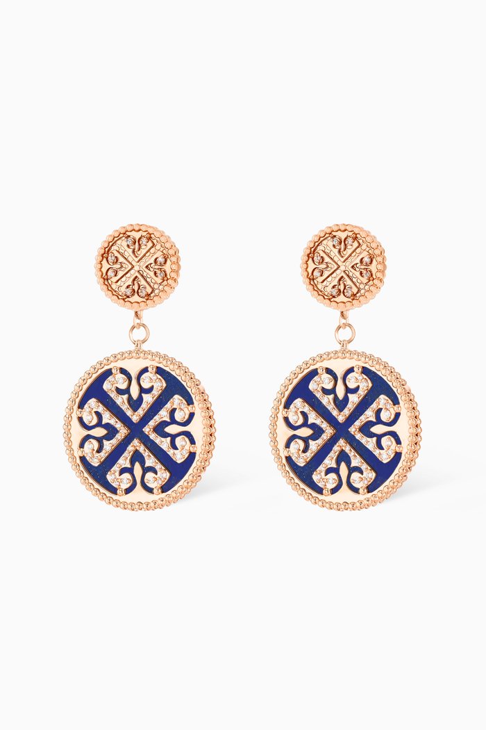 

Lace Lapiz Lazuli & Diamond Two Way Dangle Earrings Earrings in 18kt Rose Gold