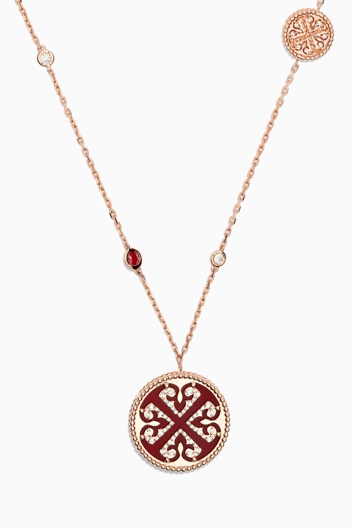 

Lace Double Medallion Necklace in 18kt Rose Gold