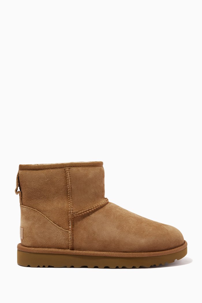 

Classic Mini II Boot in Leather & Fur, Brown