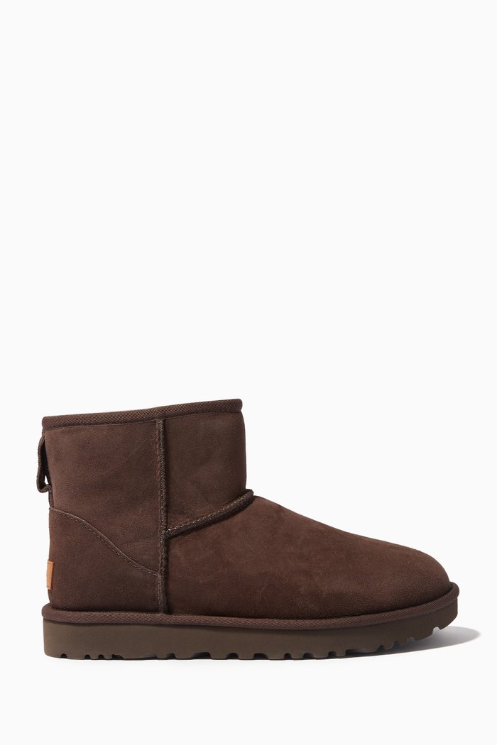 Classic Mini II Boot in Leather & Fur, Brown