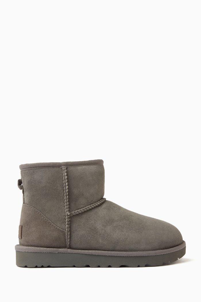 

Classic Mini II Boot in Leather & Fur, Grey
