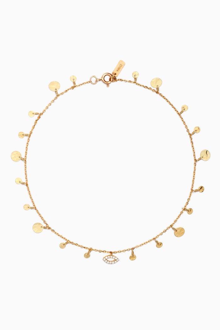 

Dima Coin Diamond Pendant Anklet in 18kt Yellow Gold