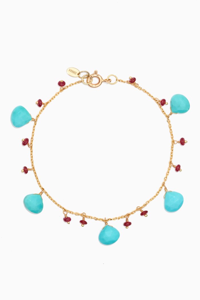 

Turquoise & Ruby Bracelet in 18kt Yellow Gold