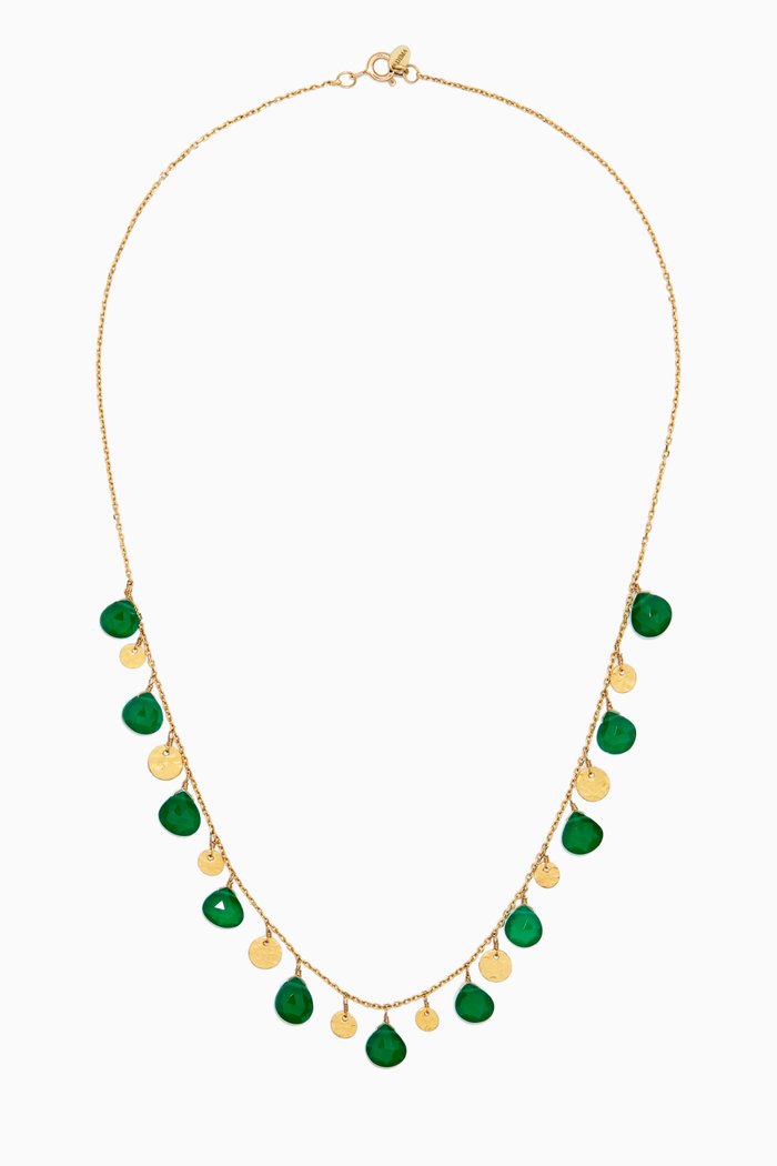 

Coin Green Onyx Drop Necklace in 18kt Yellow Gold