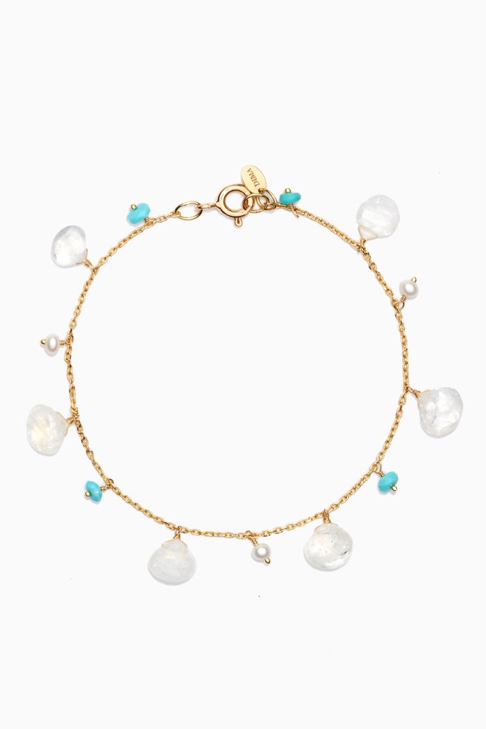 

Moonstone & Turquoise Bracelet in 18kt Yellow Gold