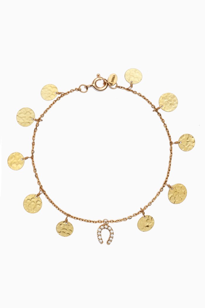 Dima Coin Diamond Pendant Bracelet in 18kt Yellow Gold