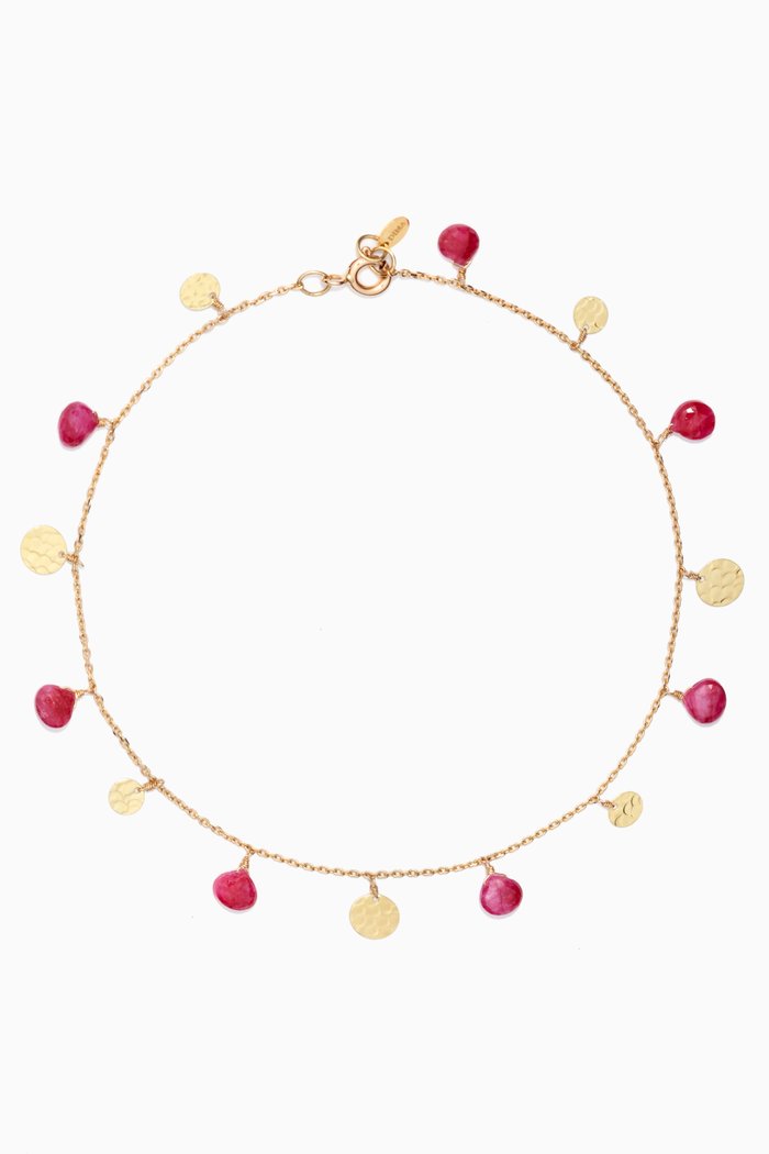 

Coin Pink Sapphire Anklet in 18kt Yellow Gold