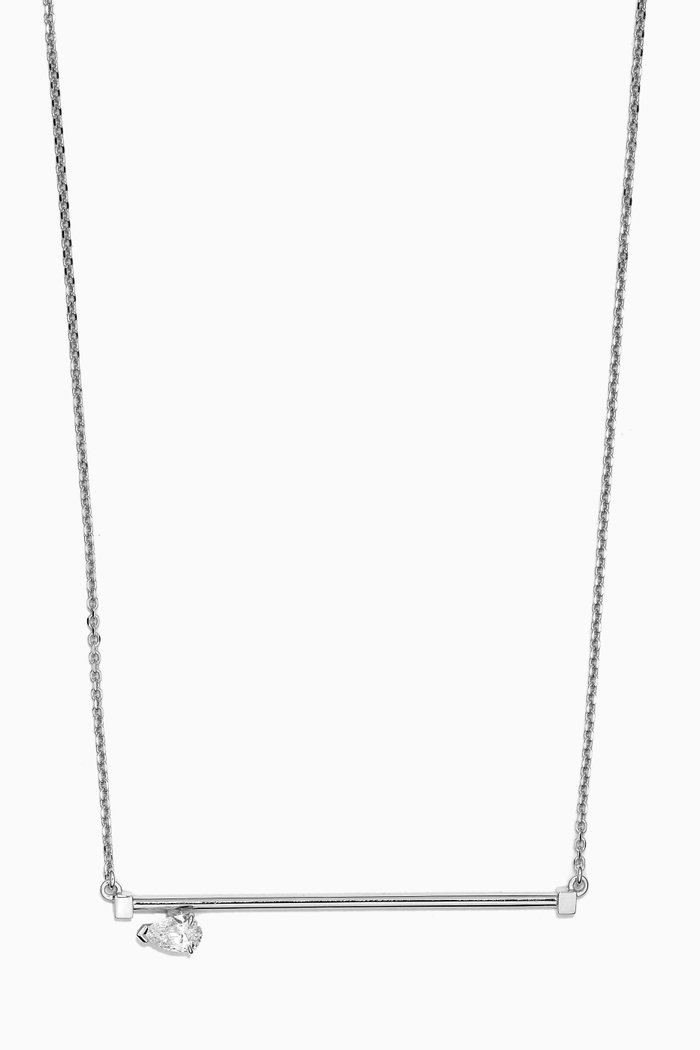 

Serti Sur Vide Bar Necklace in 18kt White Gold