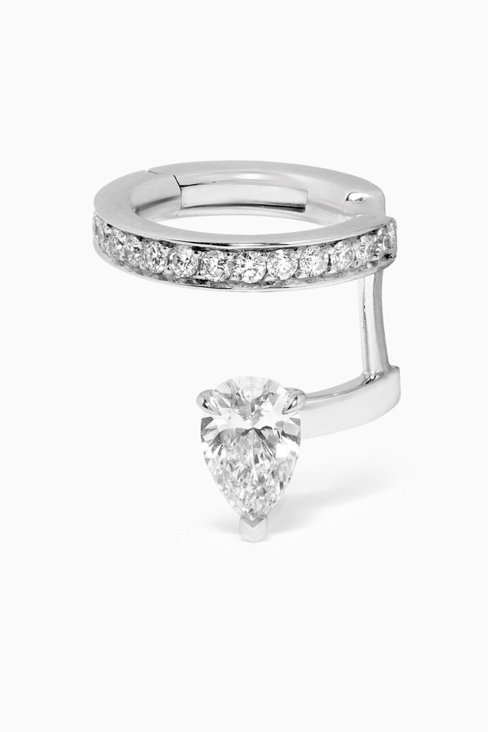 

Serti Sur Vide Diamond Single Ear Cuff in 18kt White Gold, Silver