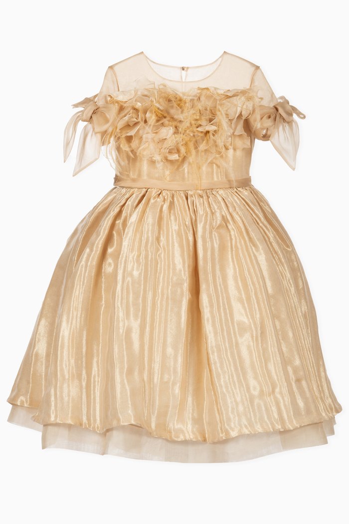 Embellished Gown in Tulle, Gold