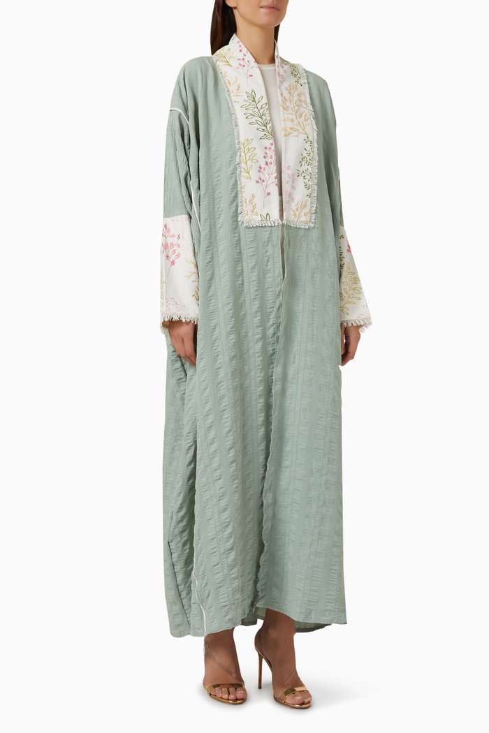 Iguana Embroidered Abaya, Green