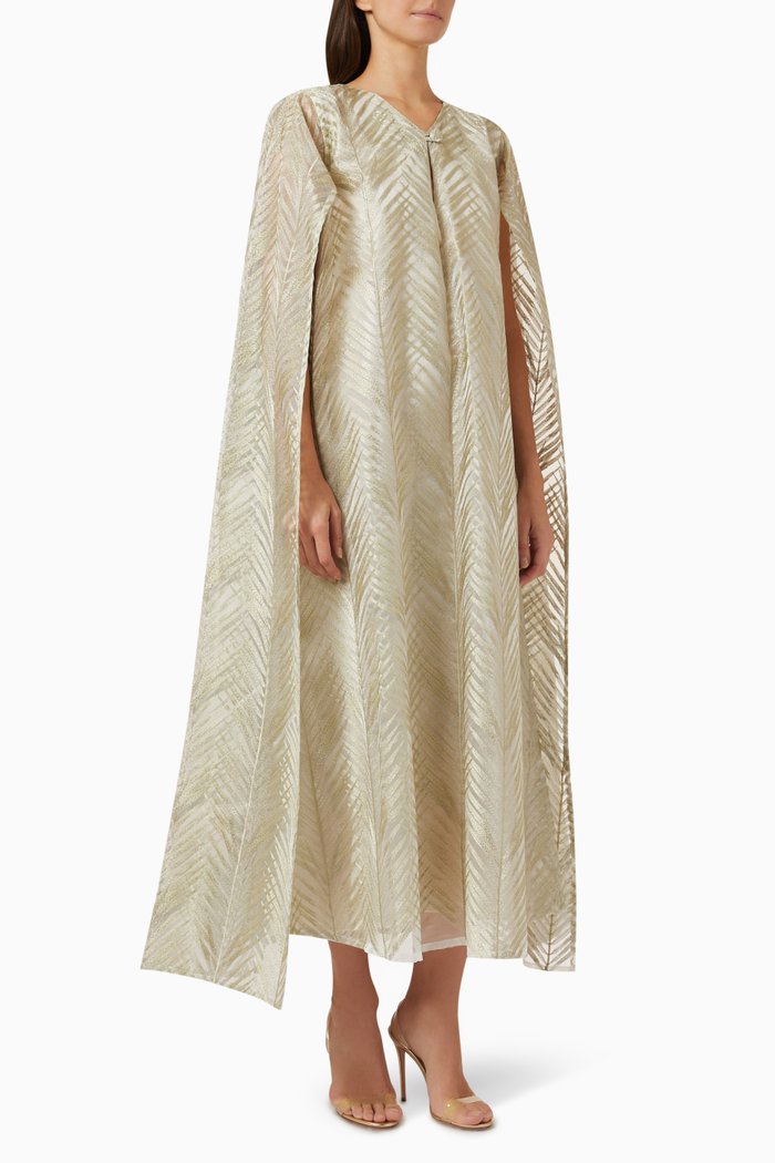 

Olive Cape Dress in Spanish Organza, Green