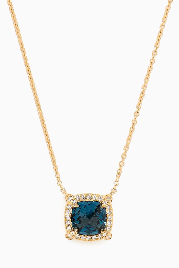 

Petite Chatelaine® Diamond & Topaz Necklace in 18kt Gold