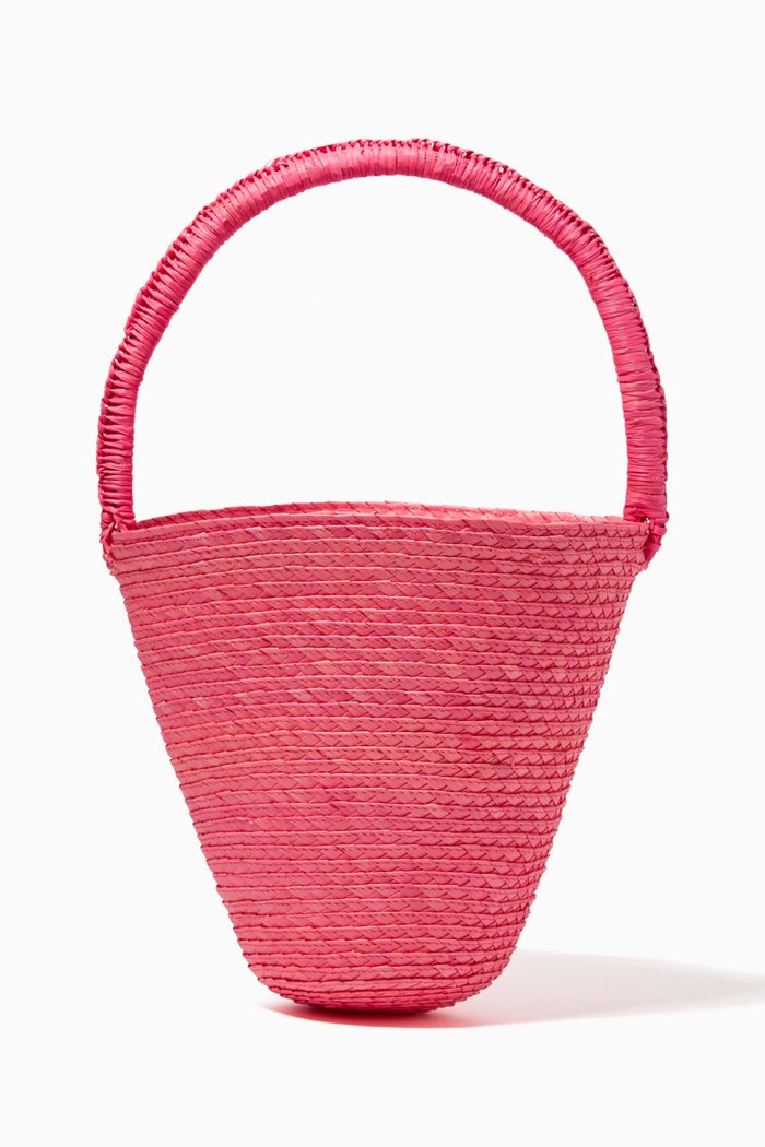 

Santa Ana Bucket Bag in Toquilla Straw, Pink