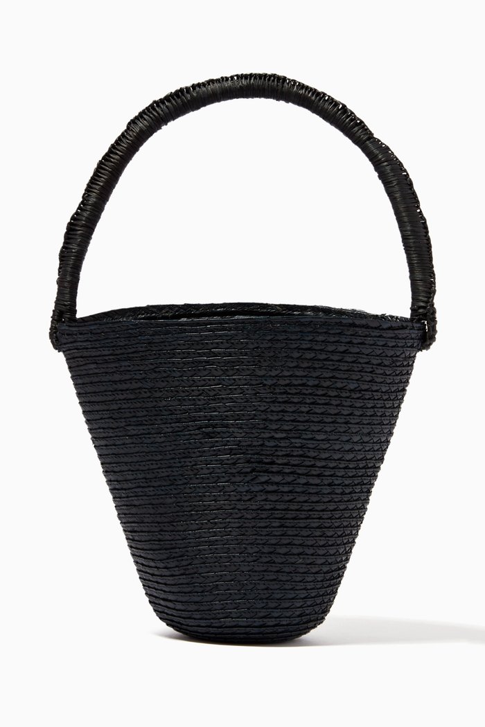 

Santa Ana Bucket Bag in Toquilla Straw, Black