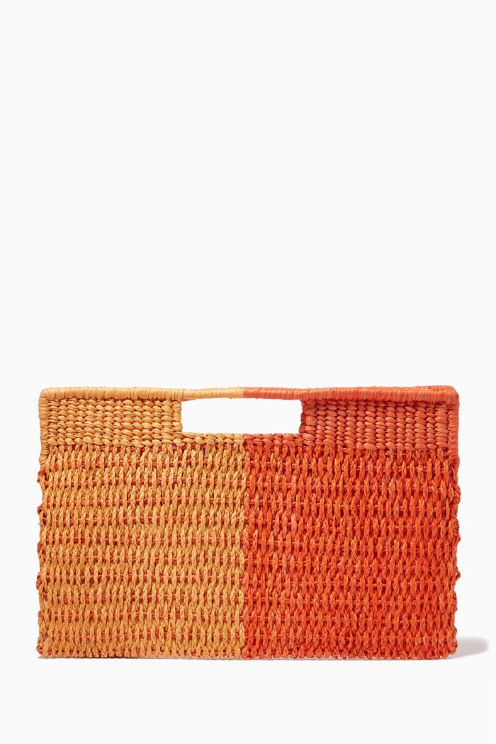 

Small Grenada Clutch Bag in Toquilla Straw, Orange