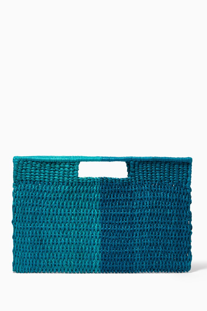 

Small Grenada Clutch Bag in Toquilla Straw, Blue