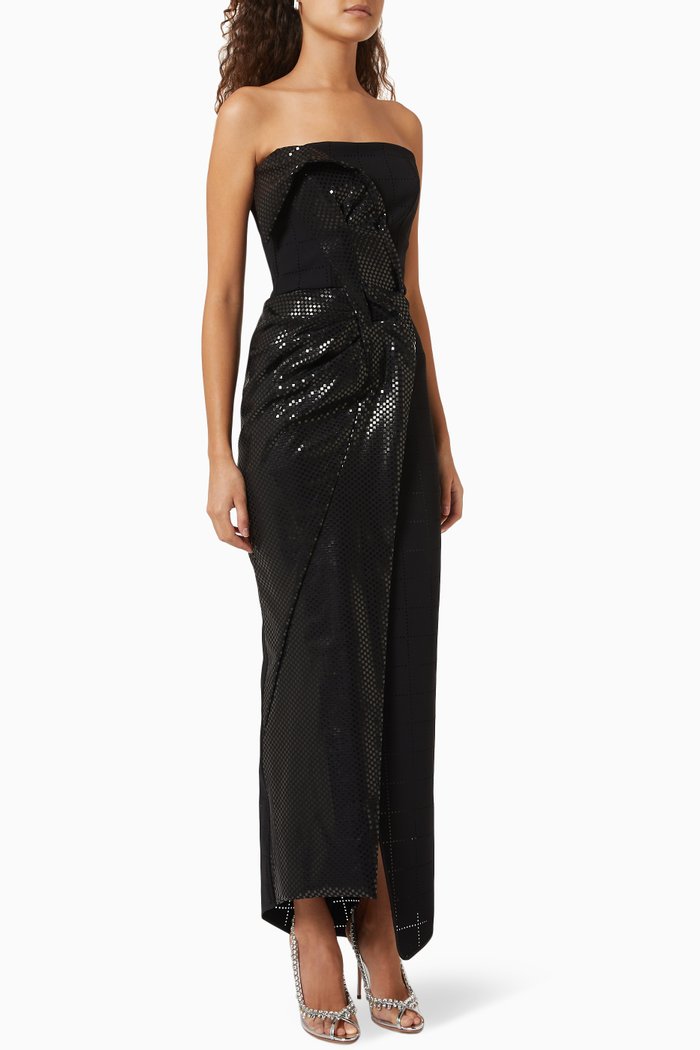 

Nightshift Gown in Punctured Crepe, Black