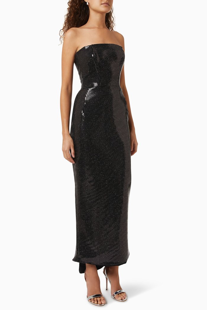 

Forte Gown in Metallised Crepe, Black