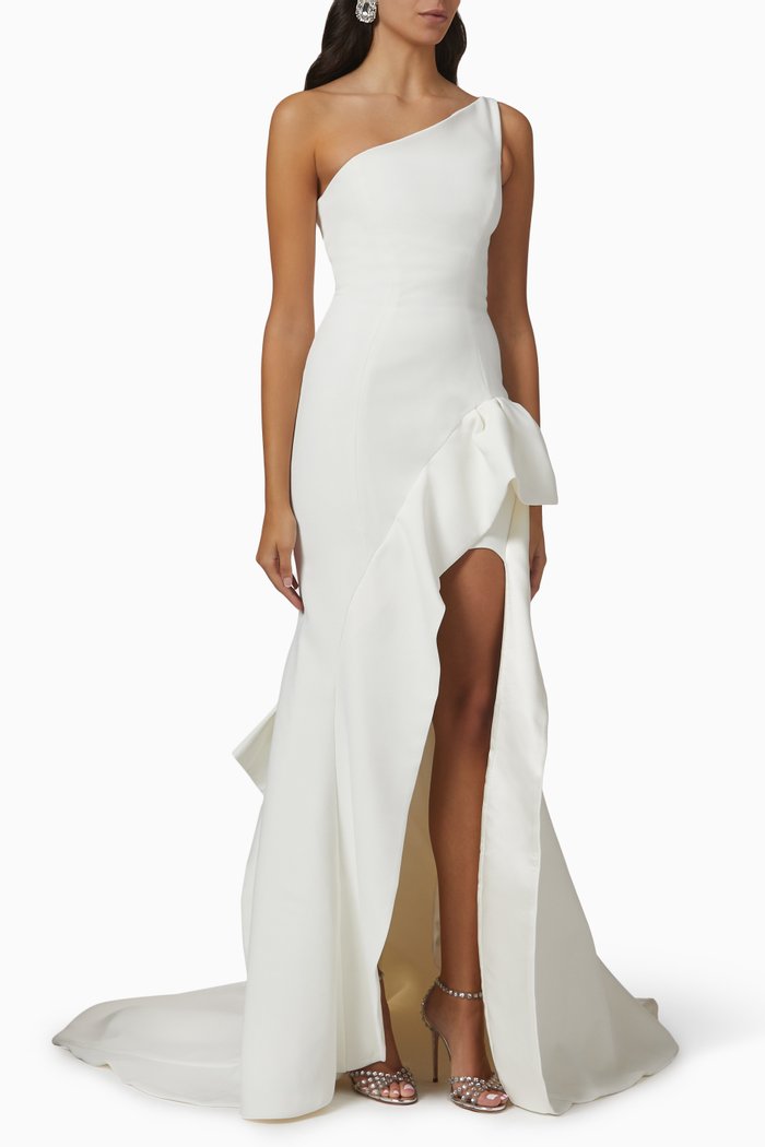 

Curiosa Gown in Bonded Crepe, White