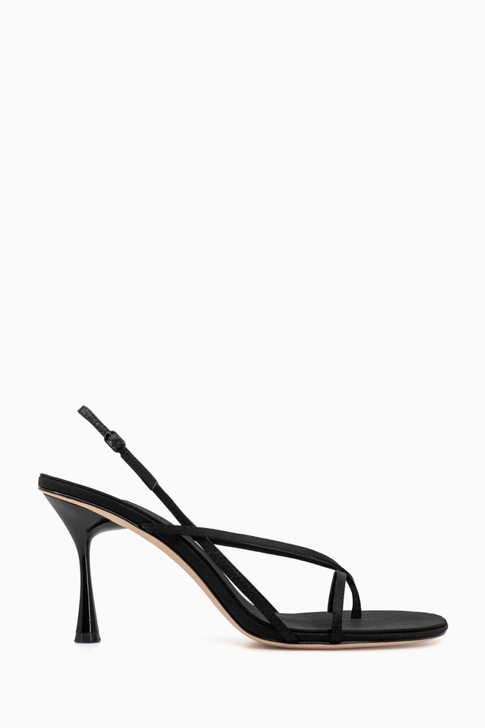 

Wishbone 90 Thong Sandals in Satin & Nappa, Black
