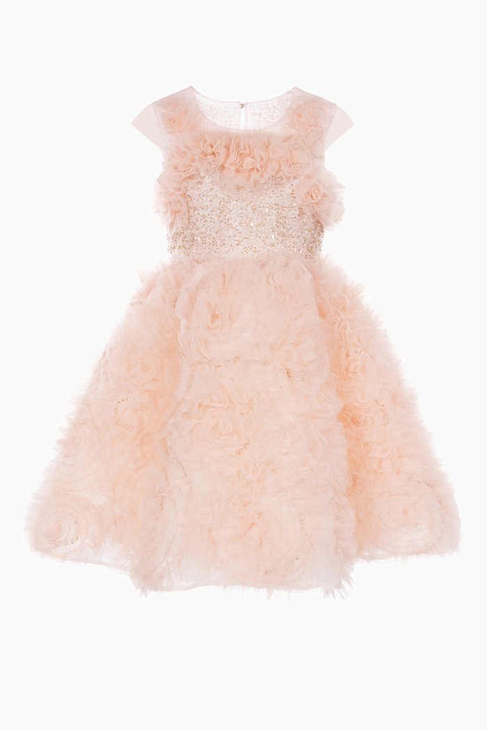 

Floral Embellished Gown in Tulle, Pink
