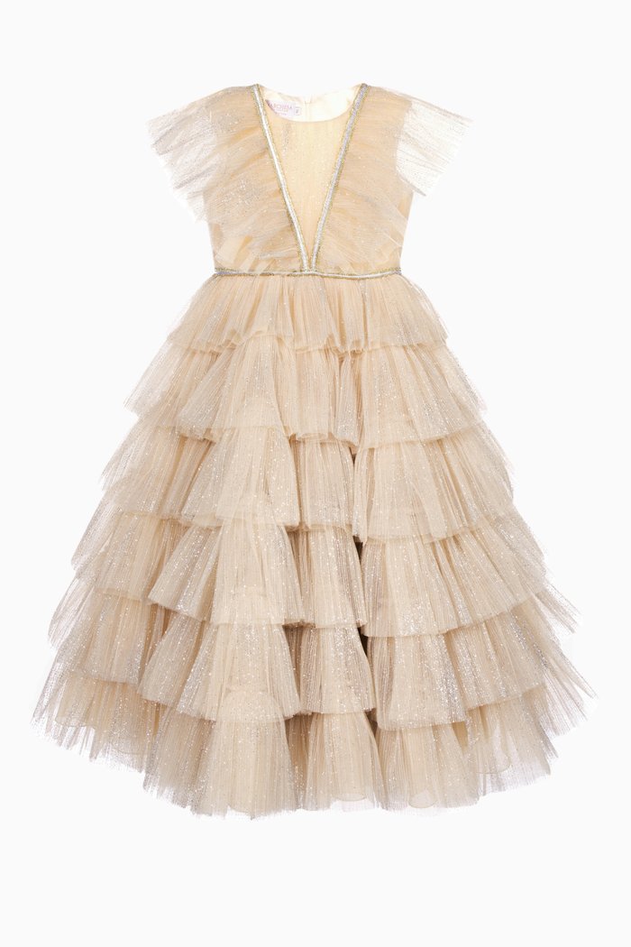 

Glitter Embellished Gown in Tulle, Pink