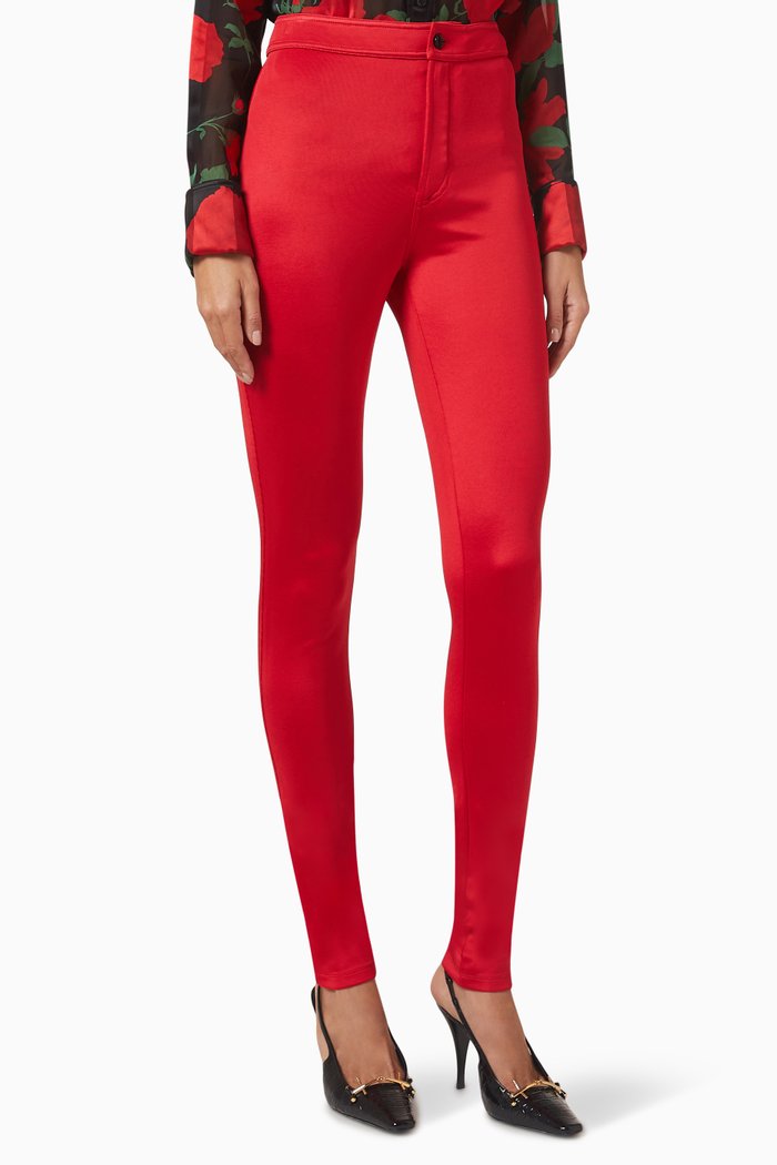 

Slim-fit Pants in Silk-jersey, Red