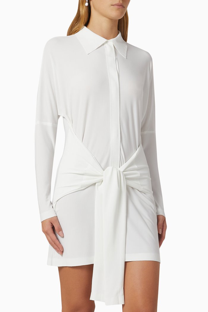 

TY Front Mini Shirt Dress, White