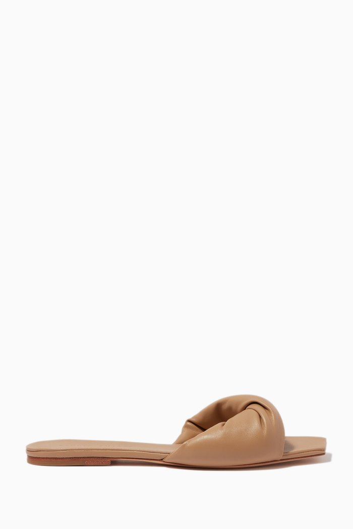 

Twist Front Flat Slides in Nappa, Neutral