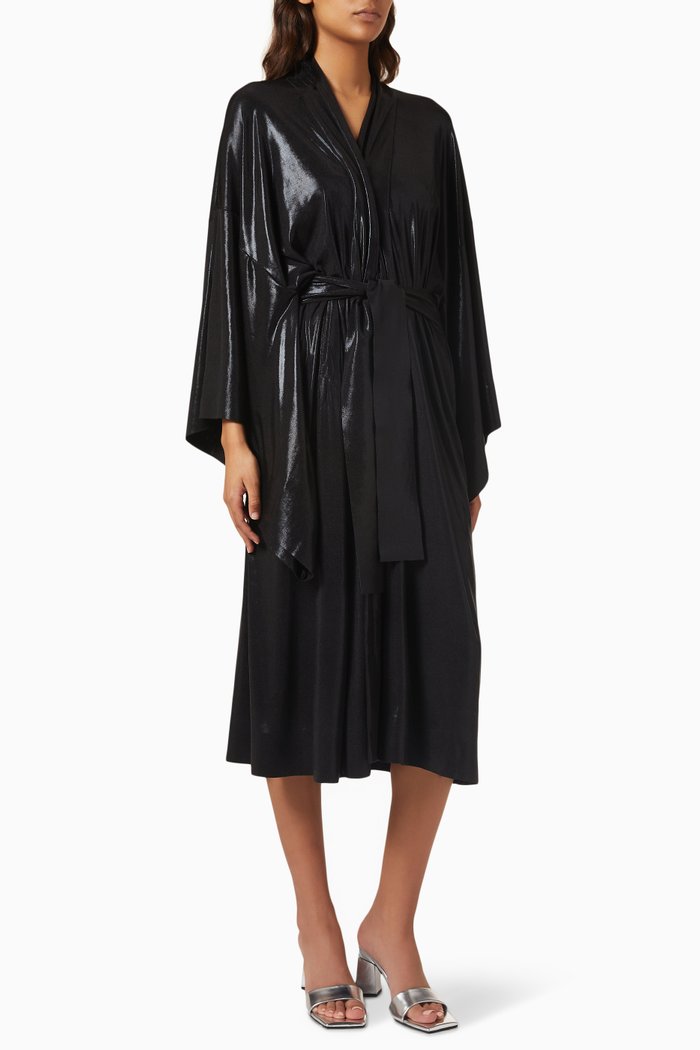 

Mid-calf Robe in Lamé, Black